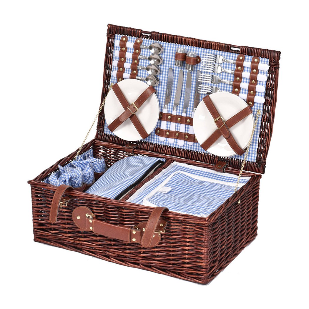 Accessories Outdoor Picnic Basket 4 Person Baskets Set Insulated