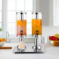SOGA 6L Dual Silver Stainless Steel Beverage Dispenser Ice Cylinder Clear Juicer Hot Cold Water Jug