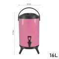 SOGA 16L Stainless Steel Insulated Milk Tea Barrel Hot and Cold Beverage Dispenser Container with Faucet Pink