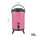 SOGA 18L Stainless Steel Insulated Milk Tea Barrel Hot and Cold Beverage Dispenser Container with Faucet Pink