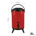 SOGA 8L Stainless Steel Insulated Milk Tea Barrel Hot and Cold Beverage Dispenser Container with Faucet Red