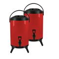SOGA 2X 12L Stainless Steel Insulated Milk Tea Barrel Hot and Cold Beverage Dispenser Container with Faucet Red