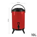 SOGA 2X 10L Stainless Steel Insulated Milk Tea Barrel Hot and Cold Beverage Dispenser Container with Faucet Red