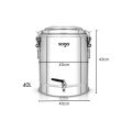 SOGA 2X 40L Stainless Steel Insulated Stock Pot Dispenser Hot & Cold Beverage Container With Tap
