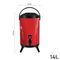 SOGA 14L Stainless Steel Insulated Milk Tea Barrel Hot and Cold Beverage Dispenser Container with Faucet Red
