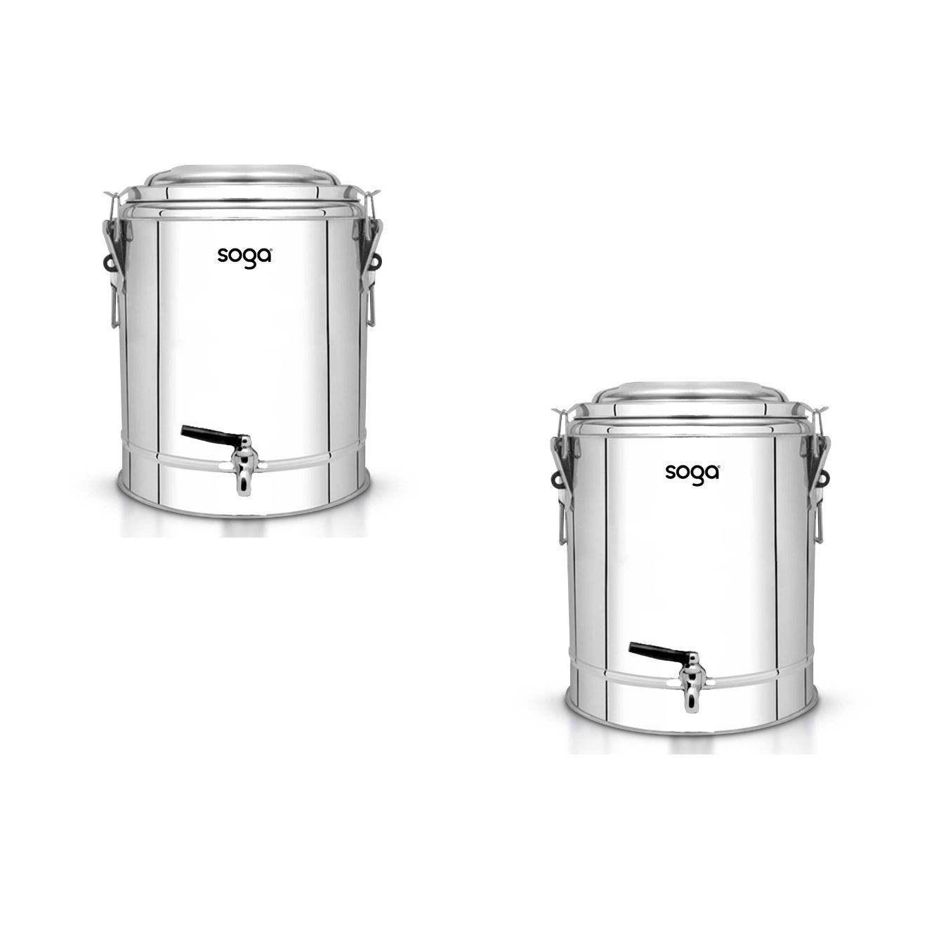 SOGA 2X 50L Stainless Steel Insulated Stock Pot Dispenser Hot & Cold Beverage Container With Tap