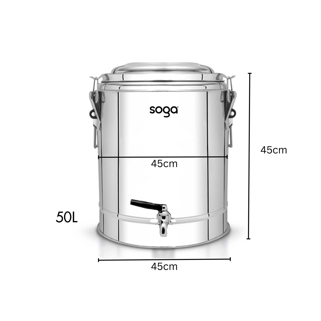 SOGA 2X 50L Stainless Steel Insulated Stock Pot Dispenser Hot & Cold Beverage Container With Tap