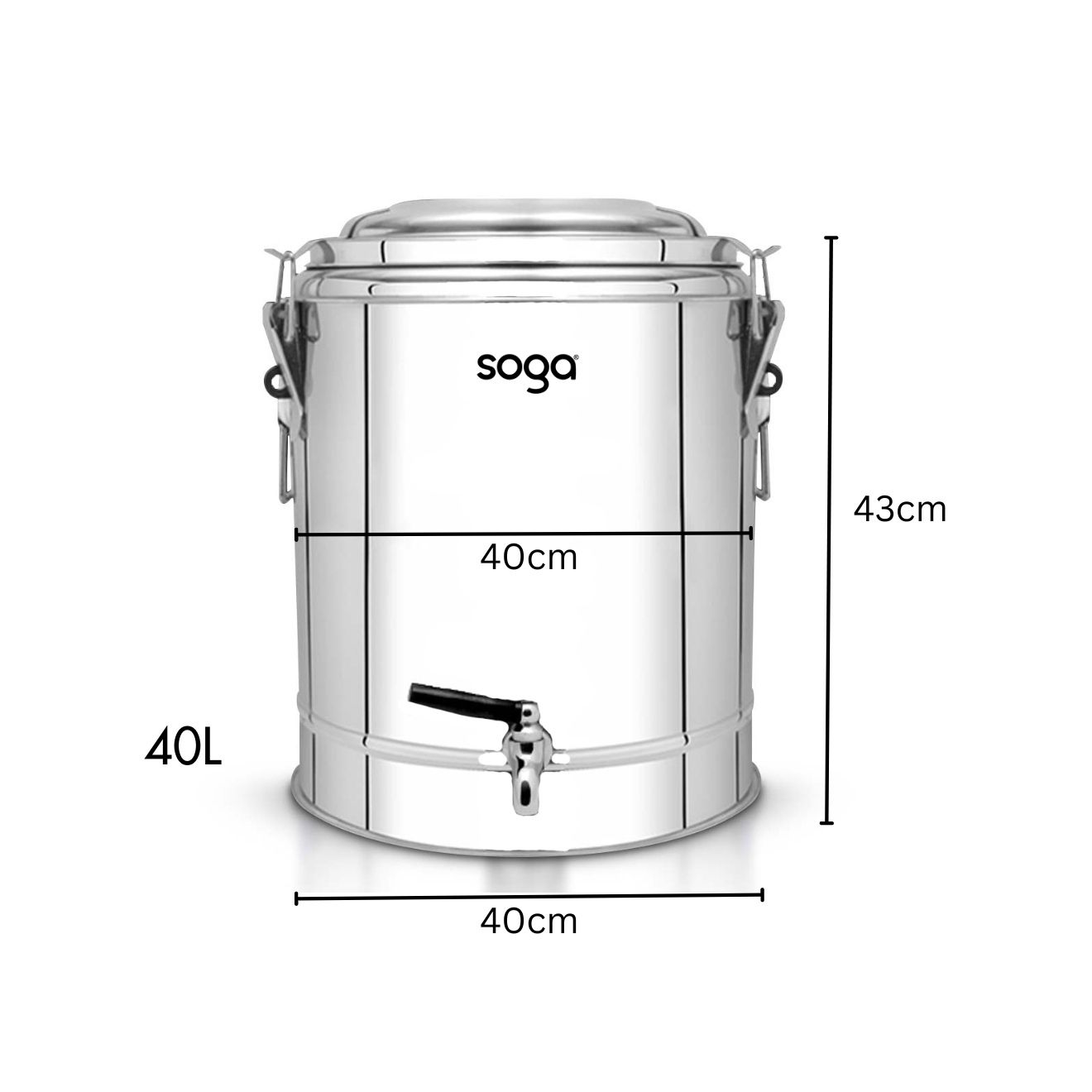 SOGA 2X 40L Stainless Steel Insulated Stock Pot Hot & Cold Beverage Container