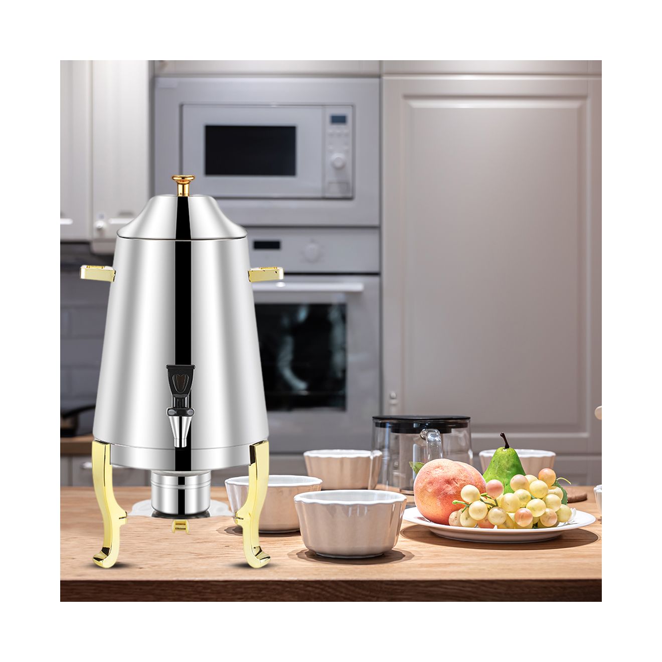SOGA 2X Stainless Steel Dispenser Beverage Juicer Commercial Buffet Drink Container Jug with Side Handles