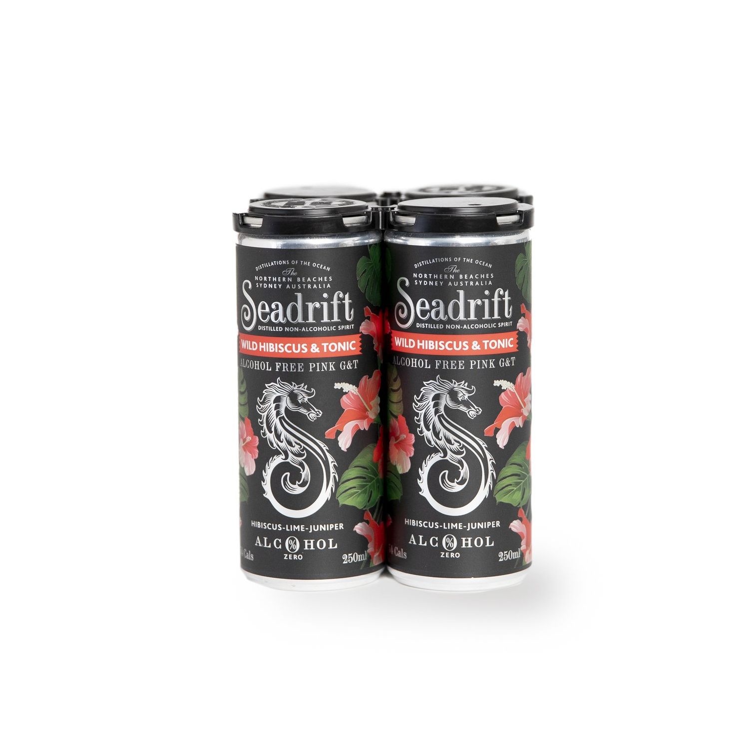 Seadrift Wild Hibiscus Alcohol Free Pink G nT slimline cans 4pk 250ml