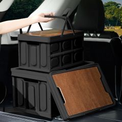 SOGA 52.5cm 55L Black Car & Camping Foldable Storage Box Crate Stackable Container with Handle