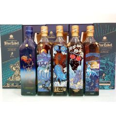 Johnnie Walker Blue Label SET of 5 Ltd Editions (Rooster+ Pig + Dog + Rat + Australia) 5 X 750 mL @ 40% abv