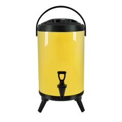 SOGA 12L Stainless Steel Insulated Milk Tea Barrel Hot and Cold Beverage Dispenser Container with Faucet Yellow