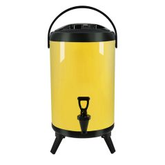 SOGA 14L Stainless Steel Insulated Milk Tea Barrel Hot and Cold Beverage Dispenser Container with Faucet Yellow