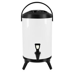 SOGA 16L Stainless Steel Insulated Milk Tea Barrel Hot and Cold Beverage Dispenser Container with Faucet White