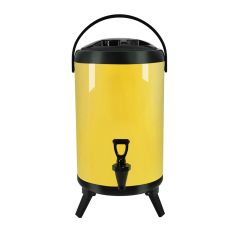 SOGA 10L Stainless Steel Insulated Milk Tea Barrel Hot and Cold Beverage Dispenser Container with Faucet Yellow