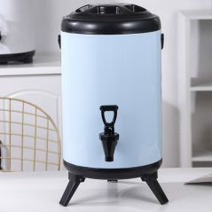 SOGA 18L Stainless Steel Insulated Milk Tea Barrel Hot and Cold Beverage Dispenser Container with Faucet White