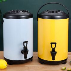 SOGA 18L Stainless Steel Insulated Milk Tea Barrel Hot and Cold Beverage Dispenser Container with Faucet White