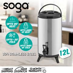 SOGA 12L Portable Insulated Cold/Heat Coffee Tea Beer Barrel Brew Pot With Dispenser