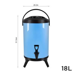 SOGA 18L Stainless Steel Insulated Milk Tea Barrel Hot and Cold Beverage Dispenser Container with Faucet Blue