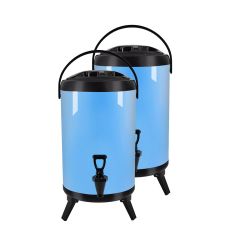 SOGA 2X 10L Stainless Steel Insulated Milk Tea Barrel Hot and Cold Beverage Dispenser Container with Faucet Blue