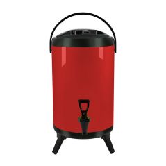 SOGA 10L Stainless Steel Insulated Milk Tea Barrel Hot and Cold Beverage Dispenser Container with Faucet Red