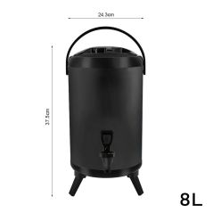 SOGA 2X 8L Stainless Steel Insulated Milk Tea Barrel Hot and Cold Beverage Dispenser Container with Faucet Black