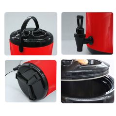 SOGA 2X 14L Stainless Steel Insulated Milk Tea Barrel Hot and Cold Beverage Dispenser Container with Faucet Red