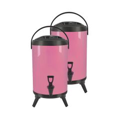 SOGA 2X 14L Stainless Steel Insulated Milk Tea Barrel Hot and Cold Beverage Dispenser Container with Faucet Pink