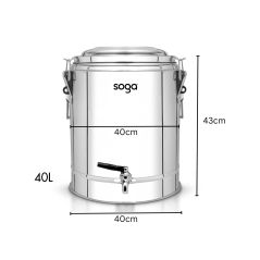 SOGA 2X 40L Stainless Steel Insulated Stock Pot Hot & Cold Beverage Container