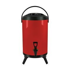 SOGA 14L Stainless Steel Insulated Milk Tea Barrel Hot and Cold Beverage Dispenser Container with Faucet Red