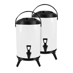 SOGA 2X 8L Stainless Steel Insulated Milk Tea Barrel Hot and Cold Beverage Dispenser Container with Faucet White