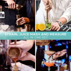ARSSOO Bartender Kit: 11-Piece Cocktail Shaker Set | Professional Bar Tools, Boston Shakers, Lemon Squeezer, Cocktail Strainer (Julep, Mesh) | ARSSOO (Rose Gold)