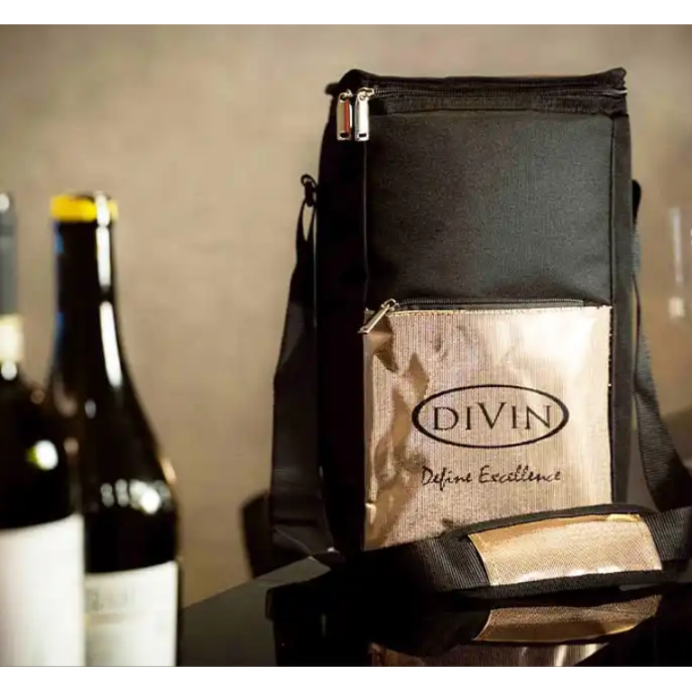 DIVIN 4 Bottle  Wine Cooler Bag - Champagne Gold & Black